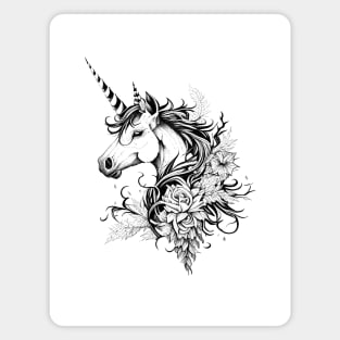 Unicorn Fantasy Wild Animal Illustration Art Tattoo Magnet